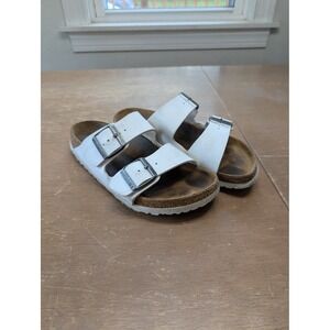 Birkenstock Arizona White Leather Double Strap Cork Footbed Sandals Women's 38/7